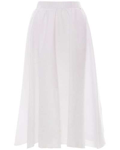 Nissa Side Pockets Poplin Skirt - White