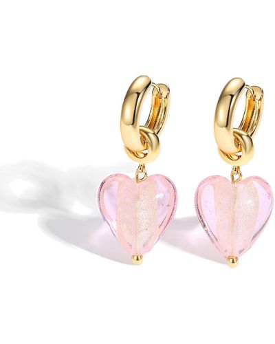 Classicharms Esmée Pink Glaze Heart Dangle Earrings
