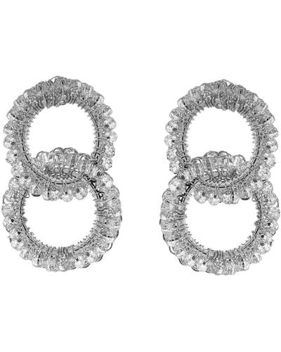 Lavish by Tricia Milaneze Clear & Nova Handmade Crochet Earrings - Metallic