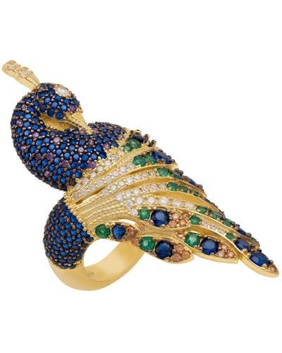 LÁTELITA London Peacock Cocktail Ring Gold - Blue