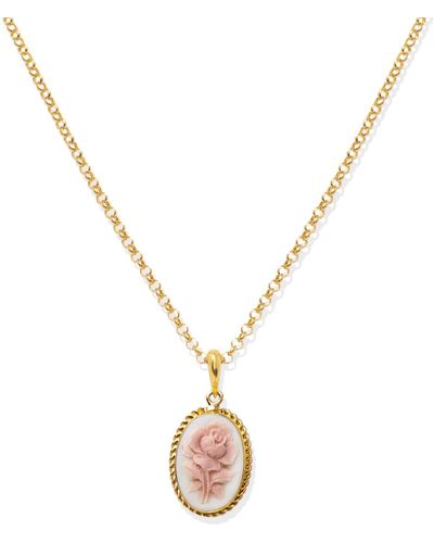 Vintouch Italy Gold-plated White Rose Cameo Necklace - Metallic