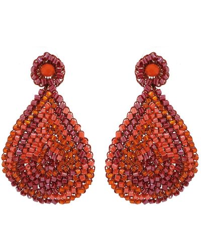 Lavish by Tricia Milaneze Coral Red Mix Aria Handmade Crochet Earrings