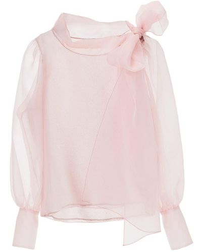 Lita Couture Sheer Pink Organza Silk Blouse