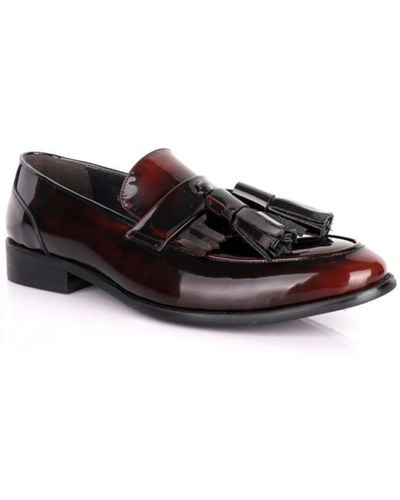 DAVID WEJ Patent Leather Loafers With Tassels – Wine - Black