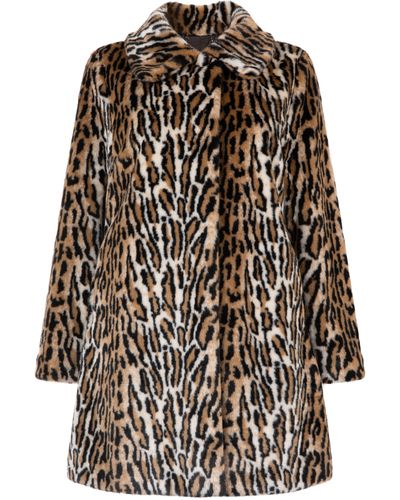 ISSY LONDON Neutrals Adele Leopard Faux Fur Coat - Brown
