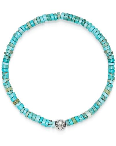 Nialaya Wristband With Turquoise Heishi Beads - Blue