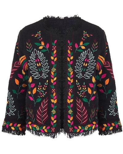 At Last Cotton Embroidered Jacket In - Black
