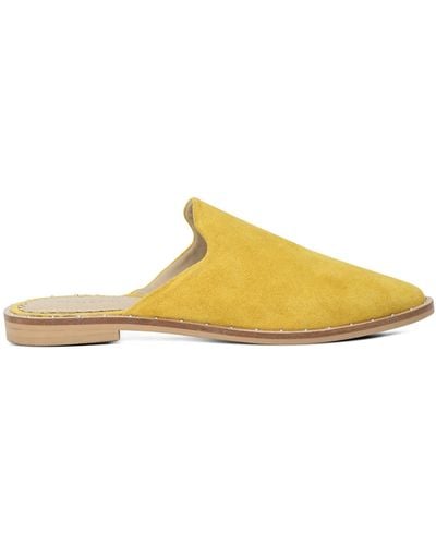 Rag & Co Lia Handcrafted Suede Mules In Mustard - Yellow