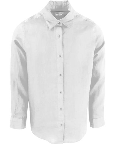 Haris Cotton Linen Basic Long-sleeved Shirt - White