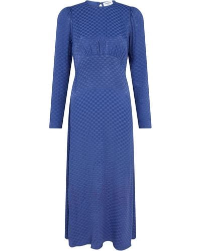 Fresha London Tallulah Dress Purple Checkerboard - Blue