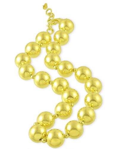 Arvino Textured Metal Ball Beaded Necklace - Yellow