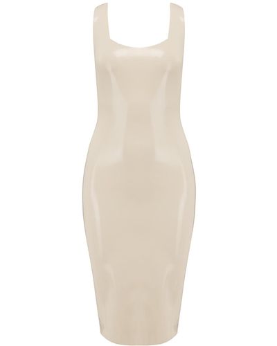 Elissa Poppy Latex Midi Dress - White