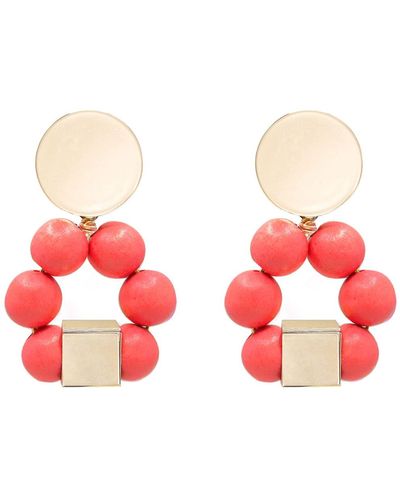 Soli & Sun The Jenna Coral Handcrafted Statement Earrings - Red