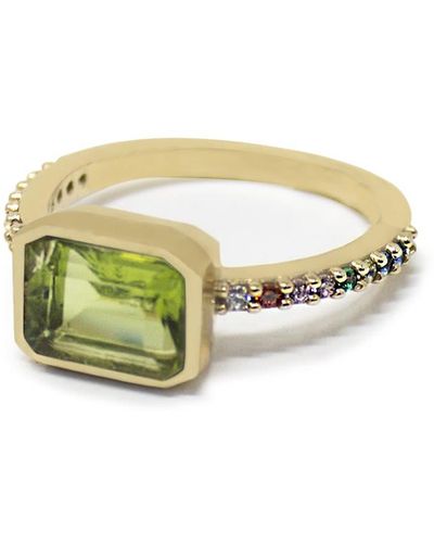 Vintouch Italy Luccichio Gold Vermeil Peridot Rainbow Ring - Green