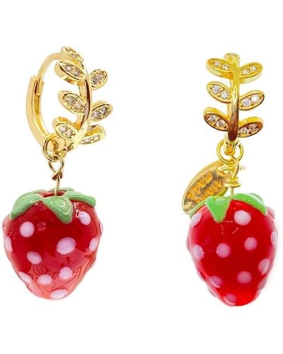 Ninemoo Strawberry Hoops Earring - Red
