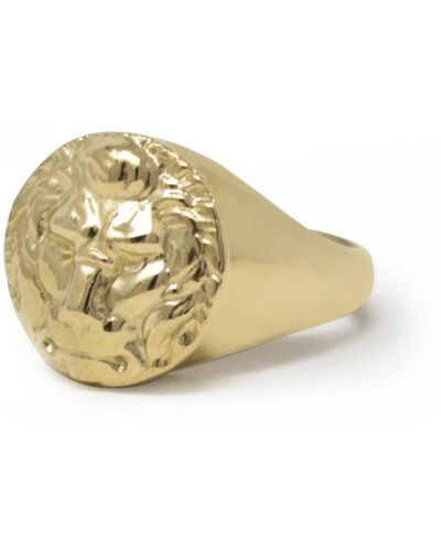 Vintouch Italy The Lion -plated Signet Ring - Metallic