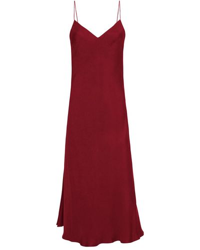 Audrey Vallens Venus Cupro Slip Dress - Red