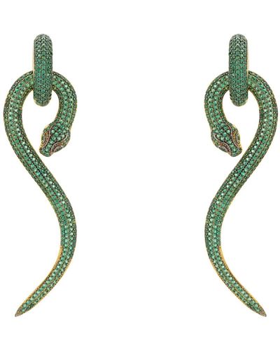 LÁTELITA London Anaconda Snake Drop Earrings Gold Emerald - Green