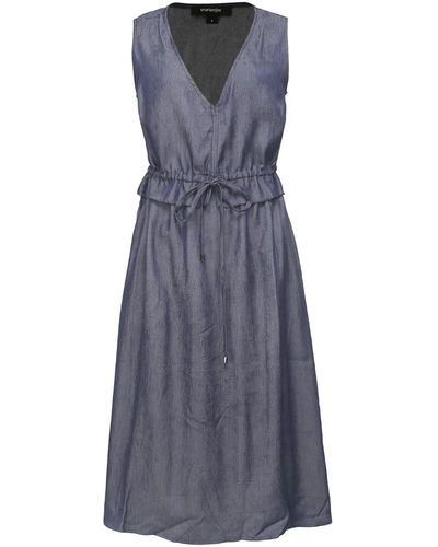 Smart and Joy V-neckline Adjustable Waist Midi Dress - Blue