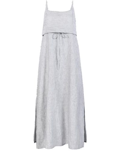 REISTOR Strappy Pin Stripped Maxi Dress - Grey