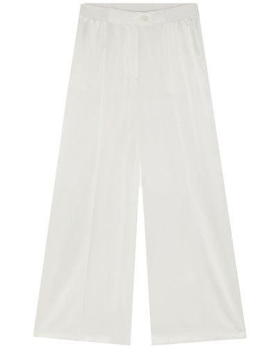 The Summer Edit Lexi Sports Luxe Silk Trouser - White