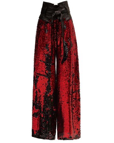 Julia Allert Palazzo Pants With Double-sided Sequins Black Red