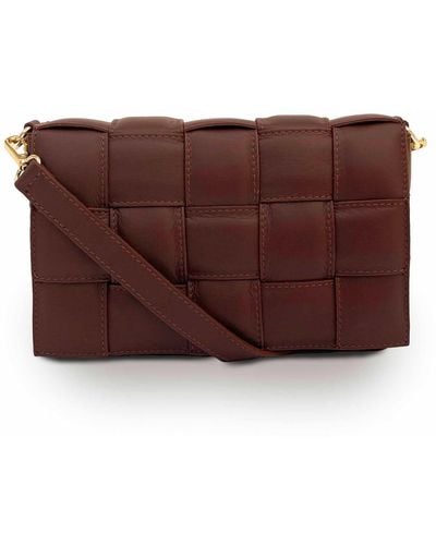 Apatchy London Chestnut Padded Woven Leather Crossbody Bag - Brown