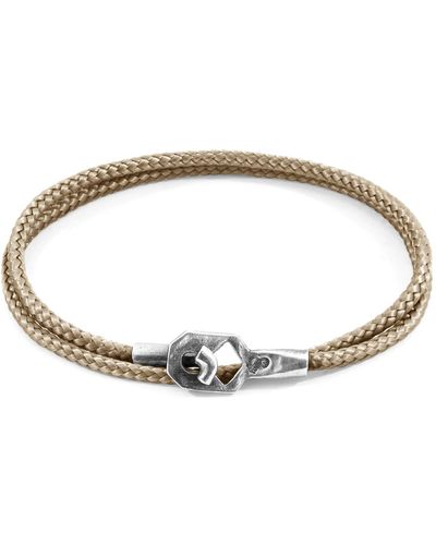 Anchor and Crew Sand Tenby Silver & Rope Bracelet - Metallic