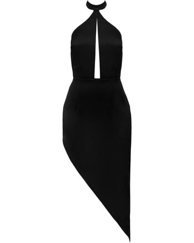 Nomi Fame Pamela Halter Neck Dress With Asymmetric Skirt - Black