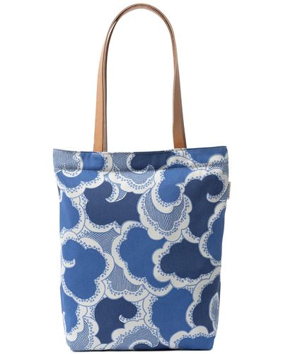 Gyllstad Drommar Tote Bag With Leather Handles - Blue