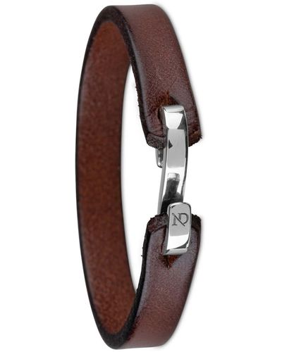 N'damus London Chancery Chestnut Leather Bracelet With Sterling Silver S Hook Clasp - Brown