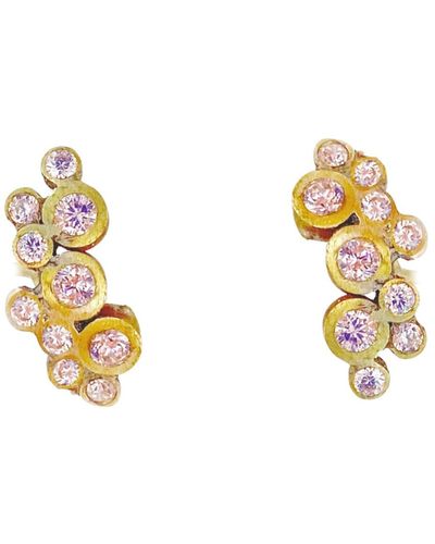 Lily Flo Jewellery Blisstonique Pink Sapphire And Diamond Earrings - Metallic