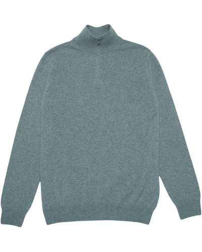 Loop Cashmere S Cashmere Half Zip Sweater In Lagoon - Blue