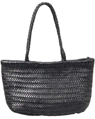 Rimini Zigzag Woven Leather Handbag 'stefania' - Black