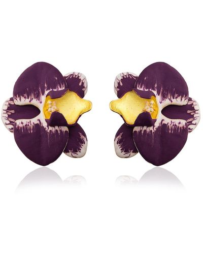 Milou Jewelry Purple Orchid Flower Earrings