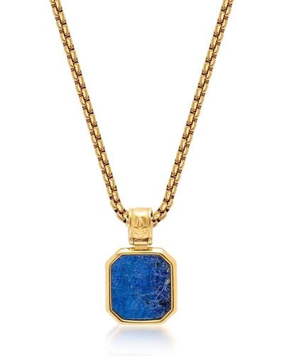 Nialaya Gold Necklace With Square Blue Lapis Pendant