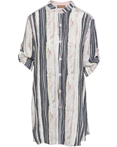 Conquista Long Summer Shirt In Print Striped Fabric - Multicolor