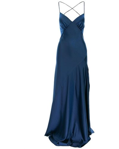 ROSERRY Seville Satin Maxi Dress In Navy - Blue