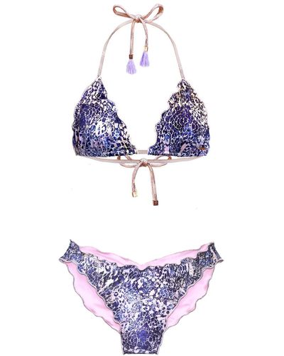 ELIN RITTER IBIZA Lilac Rose Animal Print Recycled Bikini Gio Verena - Blue