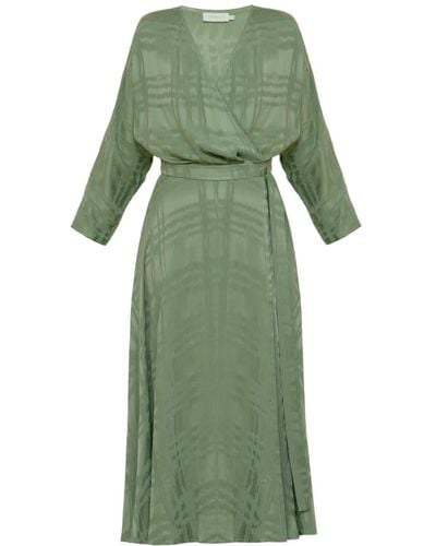 UNDRESS Cleo Cupro Midi Wrap Dress - Green