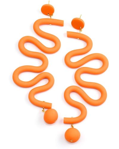 By Chavelli Orange Tube squiggle Earrings
