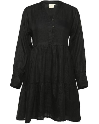 REISTOR V-neck Tiered Dress - Black