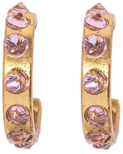 Lily Flo Jewellery Rainbow Bright Pink Sapphire Inverted Hoop Earrings - White