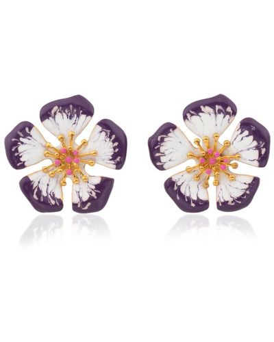 Milou Jewelry Purple Primrose Flower Earrings