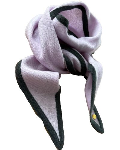 tirillm Ayla Small Neck Scarf In Soft Pure Cashmere, Lilac With Antrasite Trimming - Purple