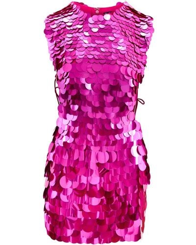 RaeVynn Fallon Dress In Pink Disc Sequins - Purple