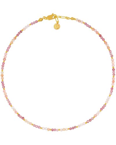 Bonjouk Studio Phoebe Pink Opal & Strawberry Quartz Necklace - Metallic