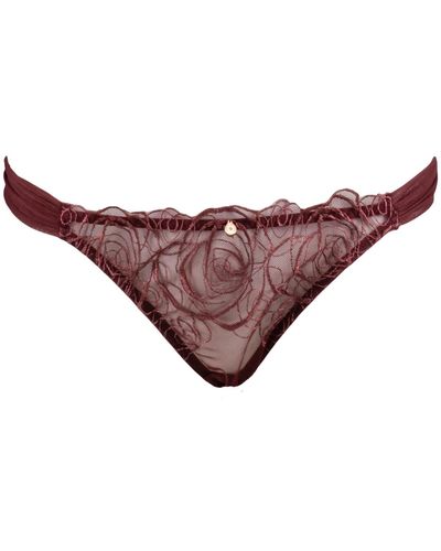 House of Silk Lucy Lace & Tulle Thong Claret - Purple