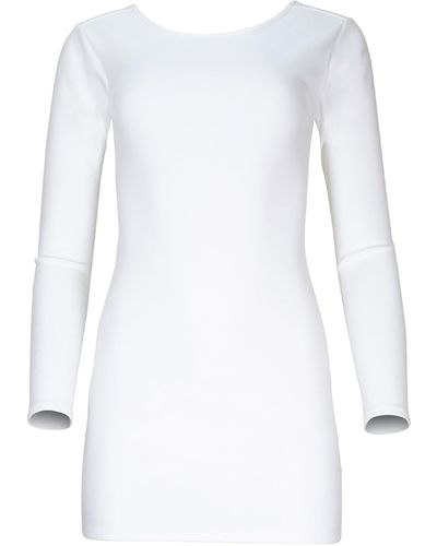 Lezat Jenna Long Sleeve Open Back Cotton Mini Dress - White