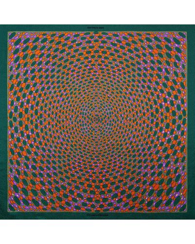 Otway & Orford 'infinity' Spotted Silk Pocket Square In Green, Orange & Purple. Full-size. - Blue
